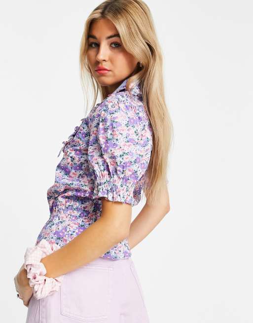 Reclaimed Vintage inspired statement collar blouse in floral print, 4 of 4