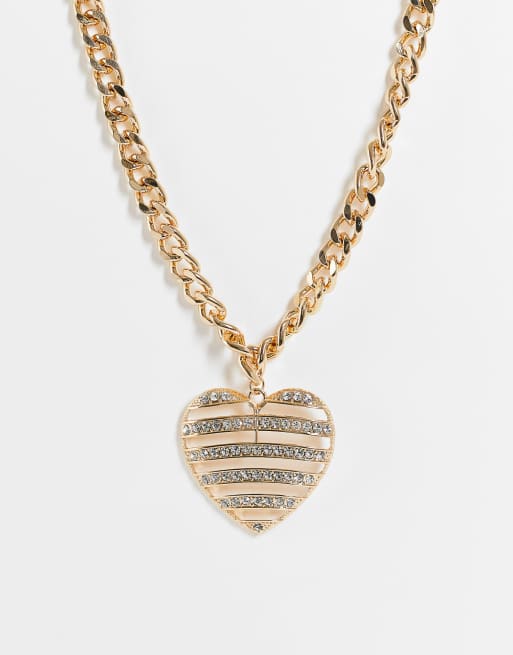 Reclaimed Vintage - Inspired - Statement ketting met schakels en hart 
