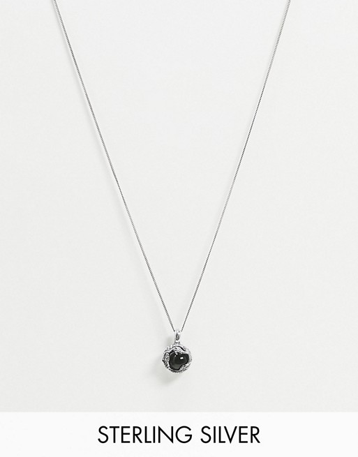 Reclaimed Vintage inspired sterling silver neckchain with sacred ball pendant exclusive to ASOS
