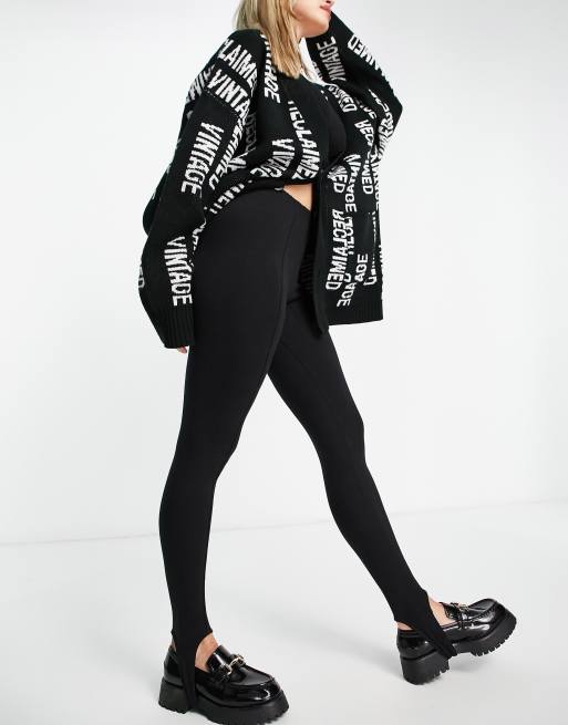 Reclaimed Vintage Inspired stirrup leggings in black ASOS