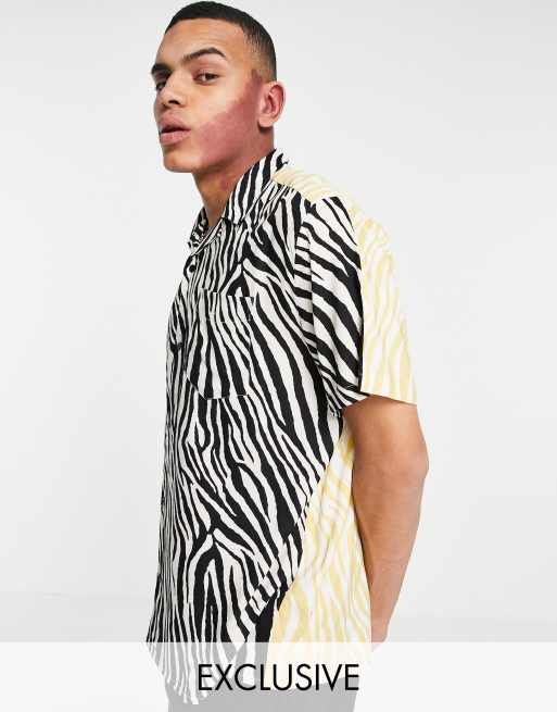 Reclaimed Vintage Inspired - Strandoverhemd in contrasterende zebraprint