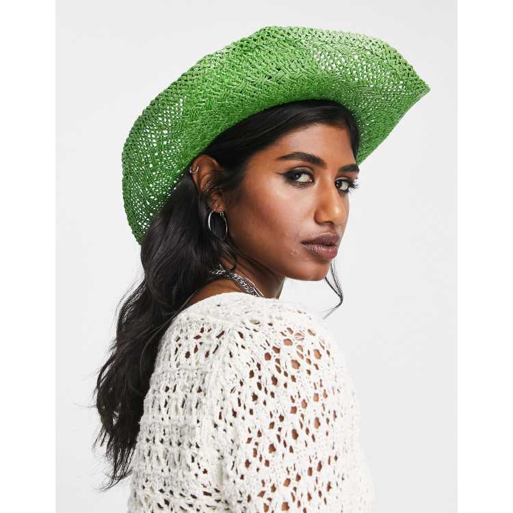 Reclaimed Vintage Inspired straw cowboy hat in green ASOS
