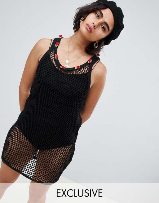 Reclaimed Vintage Inspired String Dress With Rose Trim ASOS