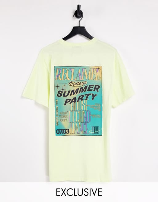 Reclaimed Vintage Inspired - Summer Party - T-shirt avec motif au dos - Jaune