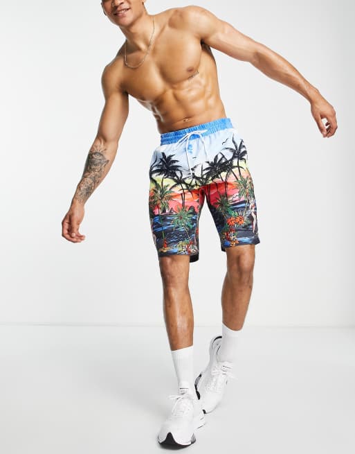 Reclaimed Vintage Inspired - Surfershorts med retro scenisk print, 4 af 4