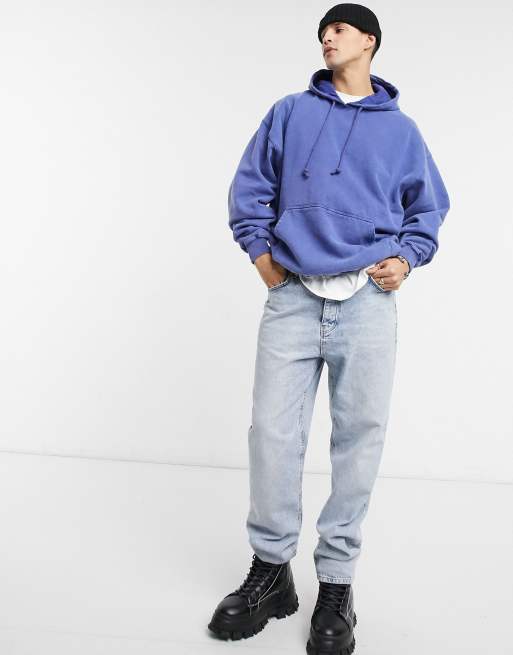 Reclaimed Vintage Inspired - Sweat à capuche oversize délavé - Bleu | ASOS