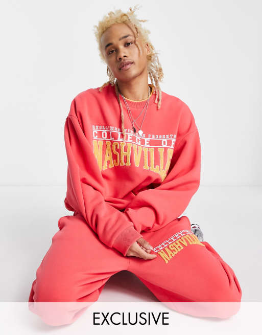 Reclaimed Vintage Inspired - Sweat-shirt à imprimé Nashville - Rouge
