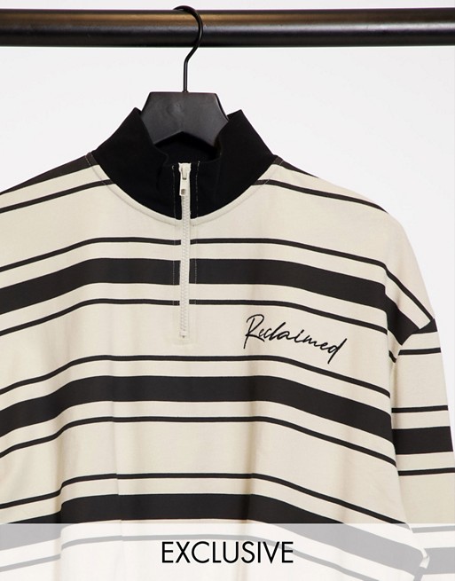Reclaimed Vintage inspired sweat with high neck in stripe