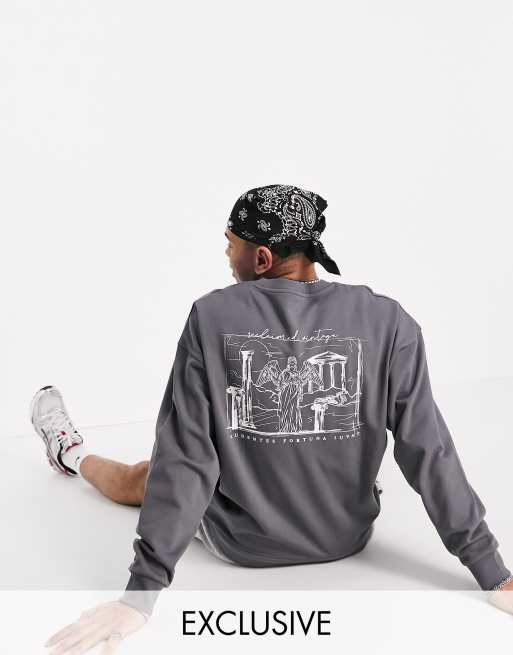 Reclaimed Vintage Inspired Sweatshirt mit Grafik in Anthrazit ASOS
