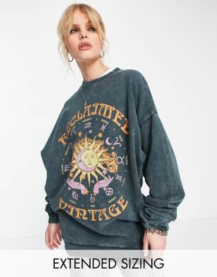 Reclaimed Vintage Inspired sweatshirt with sun and moon print