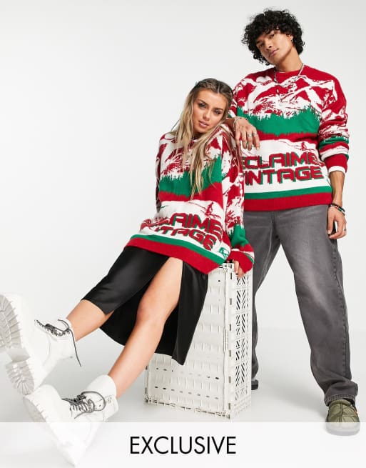 Reclaimed Vintage Inspired – Sweter uniseks z krajobrazem górskim