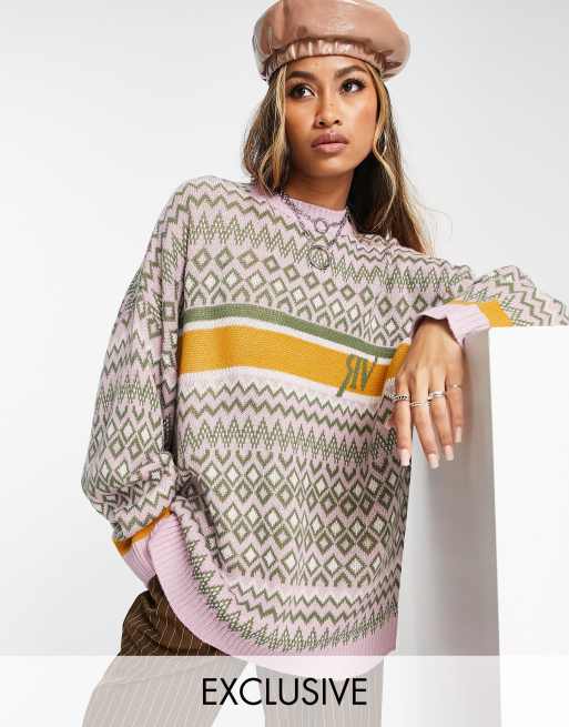 Reclaimed Vintage Inspired – Sweter w paski i różne wzory z logo 