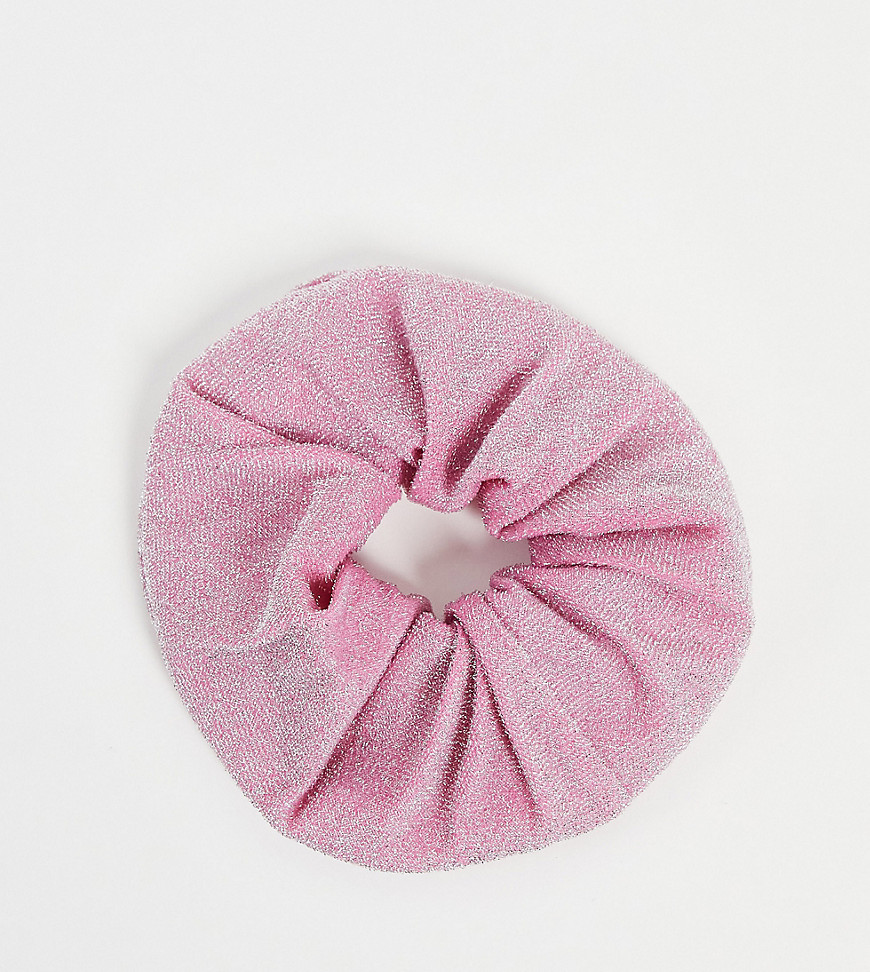 Reclaimed Vintage Inspired swim scrunchie in pink glitter