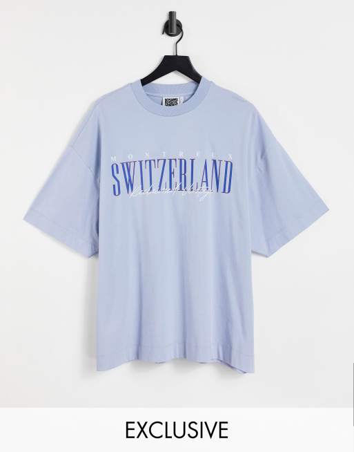 Reclaimed Vintage Inspired - T-shirt à imprimé pays - Bleu - MBLUE