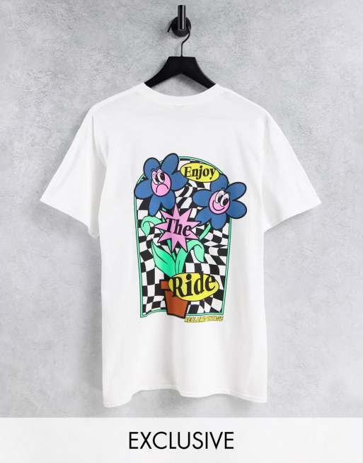 Reclaimed Vintage Inspired - T-shirt à imprimé pot de fleurs - Blanc