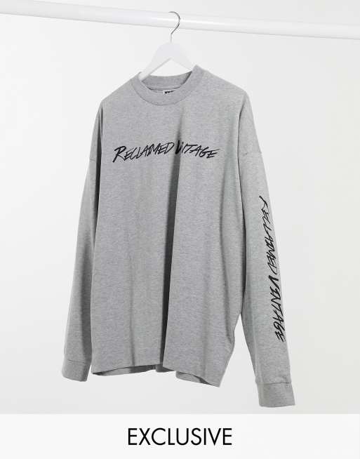 Reclaimed Vintage - Inspired - T-shirt à manches longues avec logo - Gris chiné, 1 de 4