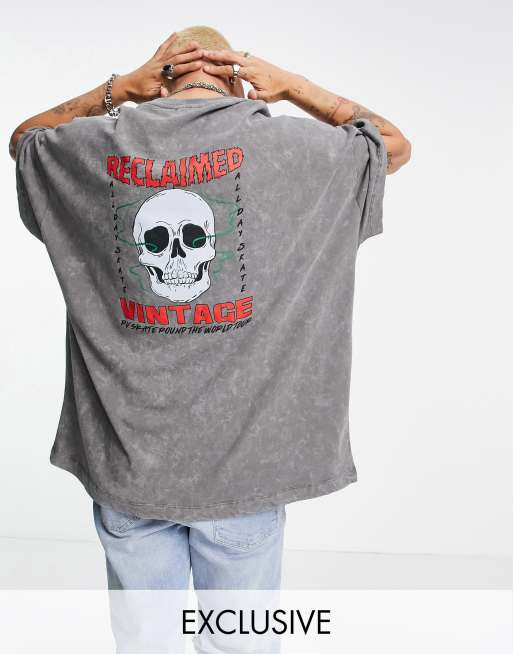 Reclaimed Vintage Inspired - T-shirt à motif squelette graphique - Anthracite