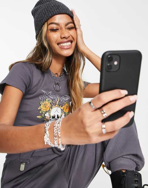 Reclaimed Vintage Inspired - T-shirt avec détails métalliques - Anthracite, 4 de 4
