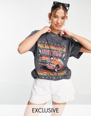 Femme Reclaimed Vintage Inspired - T-shirt avec imprimé voiture - Anthracite