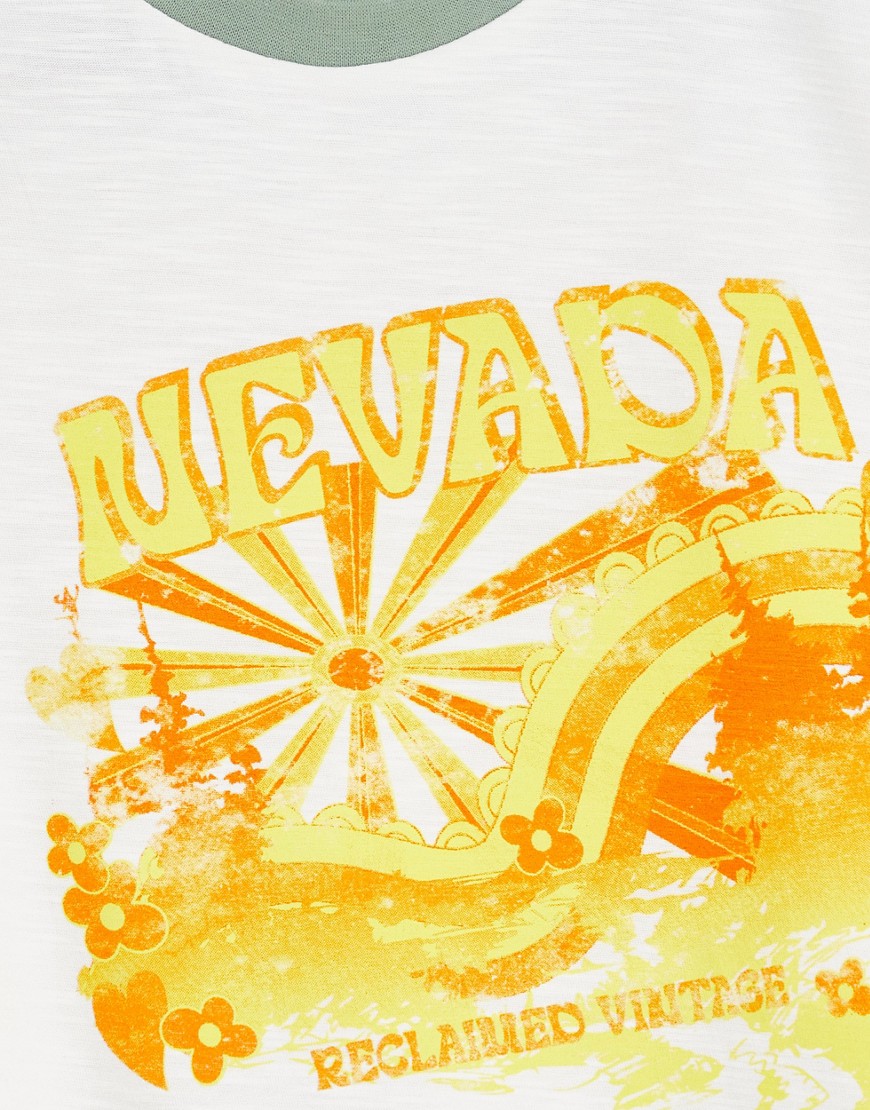 T-shirt girocollo con scritta e stampa Nevada-Bianco - Reclaimed Vintage T-shirt donna  - immagine2