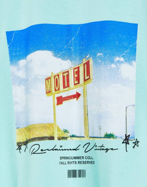 Reclaimed Vintage Inspired t-shirt in blue with front scenic print, 4 of 4