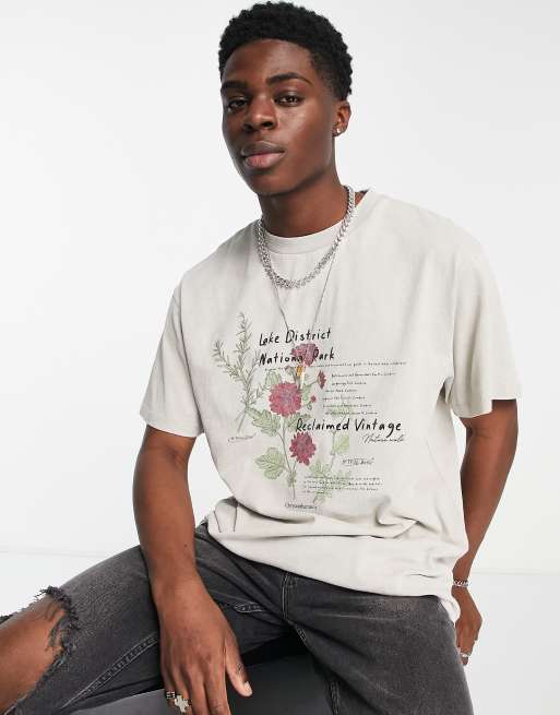 Reclaimed Vintage – Inspired – T-Shirt in Grau mit Vogel-Grafik