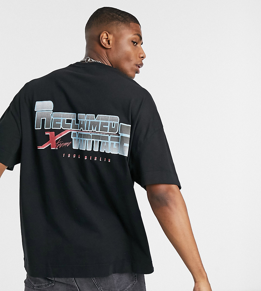 Reclaimed Vintage Inspired - T-shirt met logoprint achterop in zwart