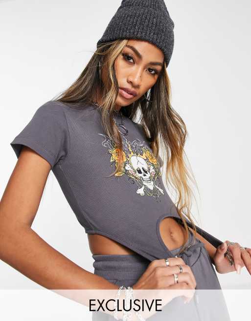 Reclaimed Vintage – Inspired – T-Shirt mit Metallverzierung in Anthrazit