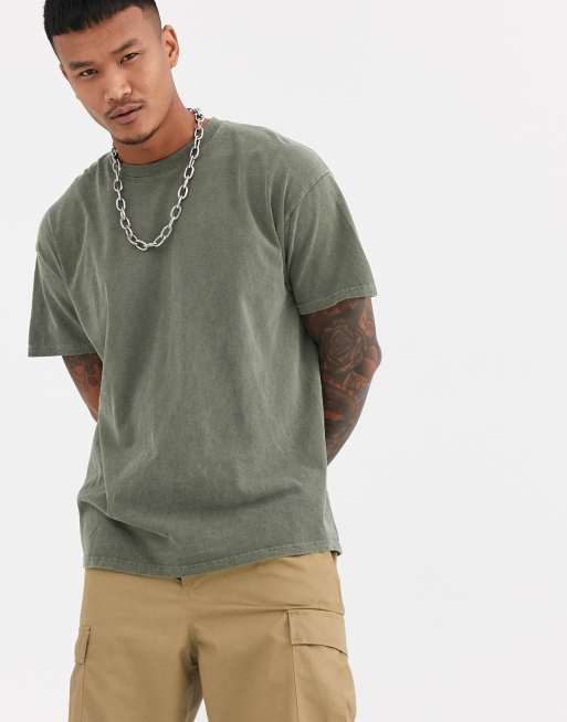 Reclaimed Vintage - Inspired - T-shirt oversize surteint - Kaki, 3 de 4