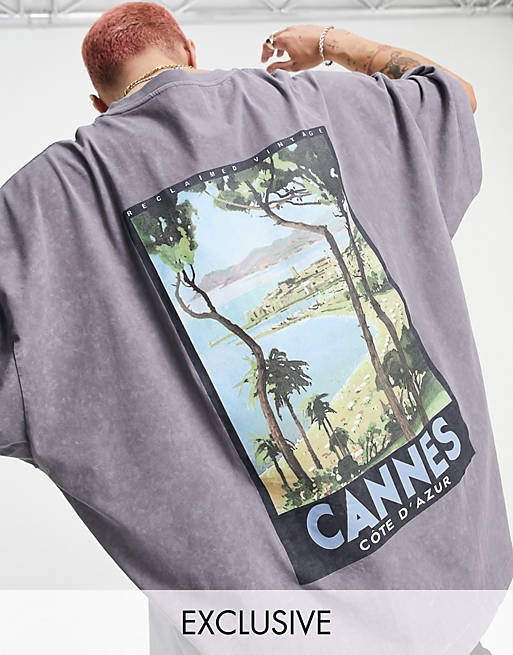 Reclaimed Vintage inspired t-shirt with cannes back print