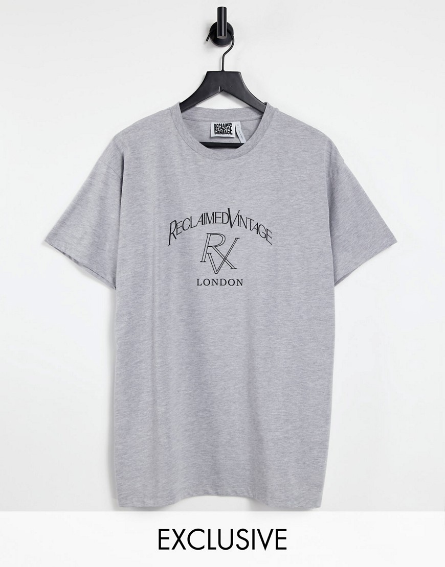 Reclaimed Vintage inspired t-shirt with logo print in grey marl