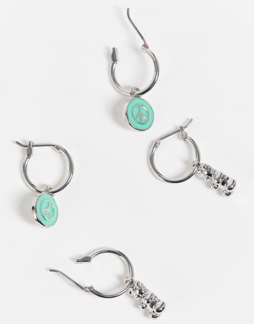 Teddy bear cheap earrings silver