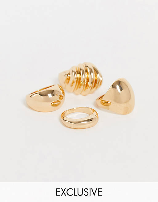 Reclaimed Vintage inspired the 4 pack of chunky gold rings