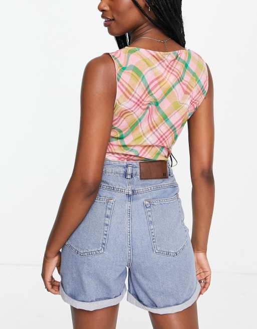 Plaid hotsell mom shorts