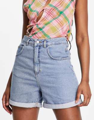 Reclaimed Vintage Inspired - the '77 -Pantaloncini mom fit di jeans in lavaggio candeggiato