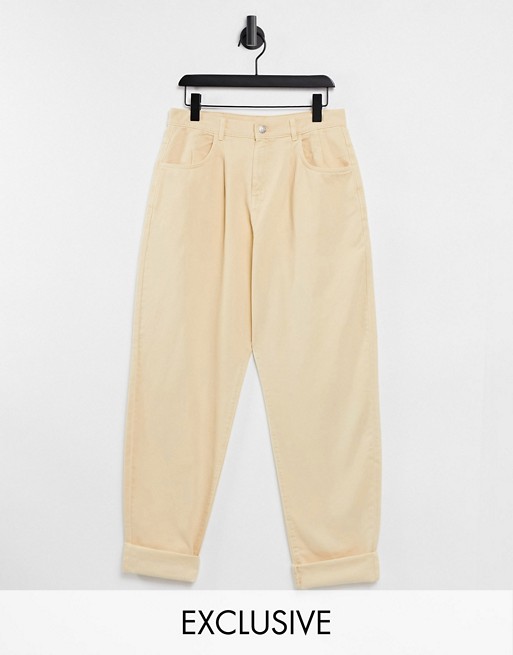 Reclaimed Vintage inspired The '83 unisex relaxed jean in pale yellow