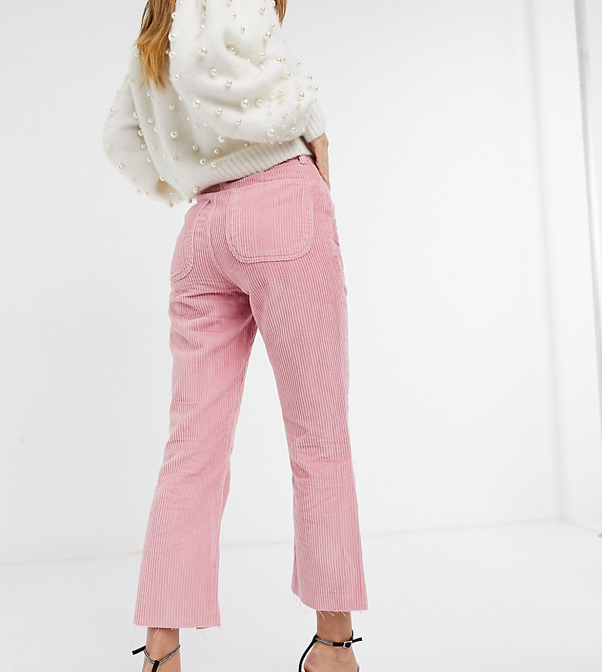 Reclaimed Vintage Inspired the 85' crop kick flare in rose cord-Pink
