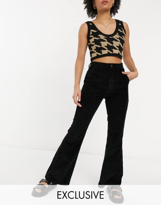 Reclaimed Vintage Inspired - The '87 - Jeans a zampa in velluto a coste neri