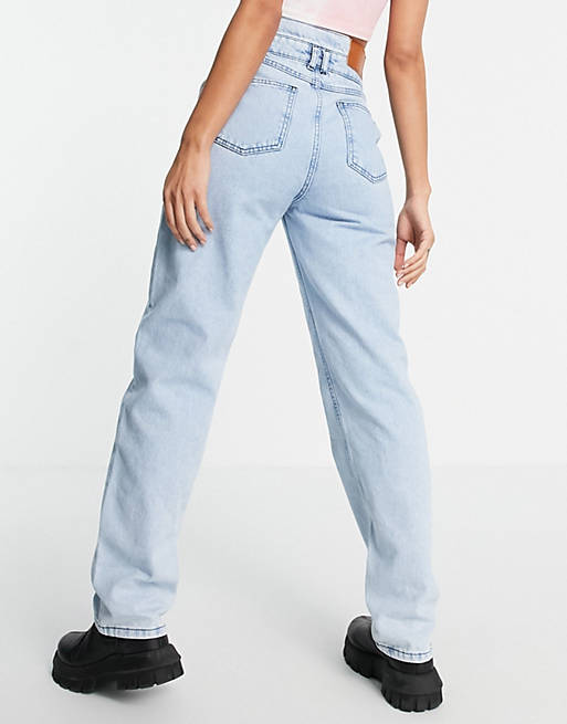 Reclaimed Vintage inspired the 90's dad jean with cutout double waistband  in light blue wash