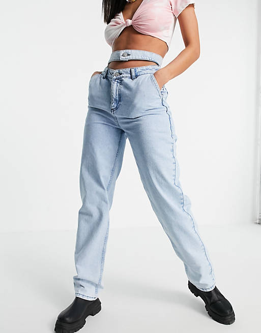 Reclaimed Vintage inspired the 90's dad jean with cutout double waistband  in light blue wash