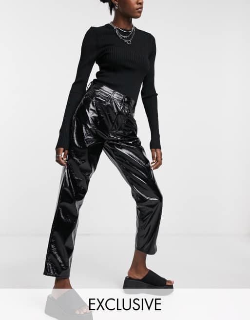 Leather mom jeans hotsell