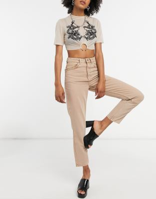 sand coloured mom jeans