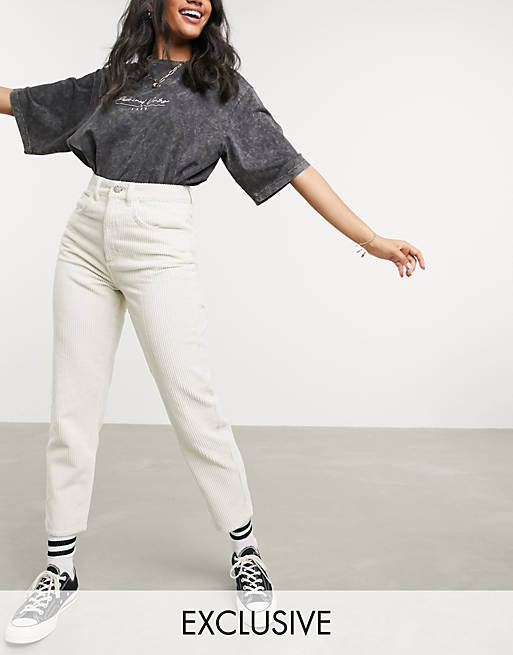 Reclaimed Vintage Inspired - The '91 - Mom jeans a coste écru