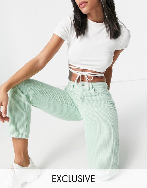 Reclaimed Vintage inspired the 91 original mom jean in mint cord