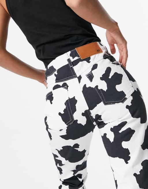 Reclaimed Vintage Inspired The 91 original mom jeans in cow print