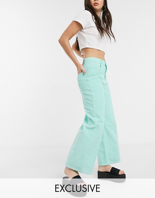 Reclaimed Vintage inspired The '93 wide cord trouser in soft mint