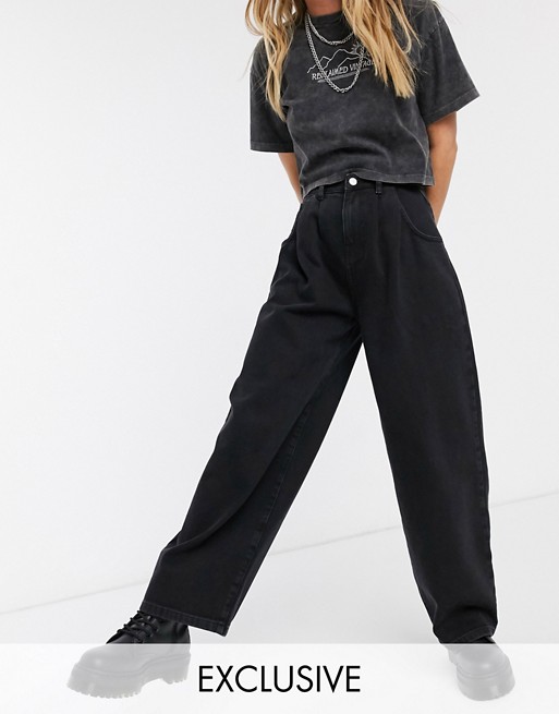 Reclaimed Vintage inspired The '97 high waist wide leg mom jean in washed black