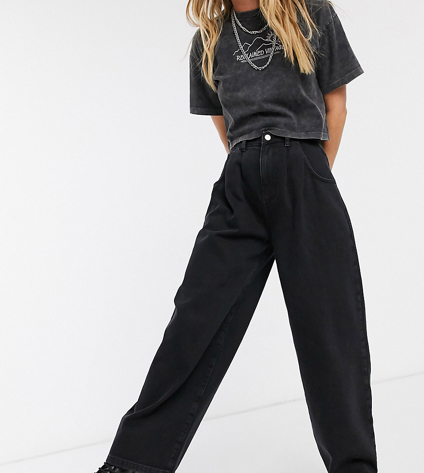 Reclaimed Vintage Inspired - The '97 - Mom jeans met hoge taille en wijde pijpen in zwart met wassing