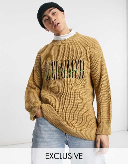 Reclaimed Vintage inspired the knitted fisherman jumper with brand  embroidery