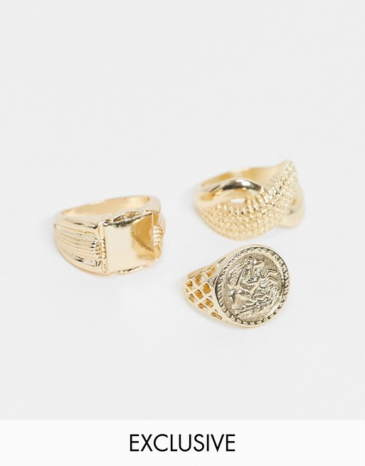 Reclaimed Vintage inspired the multi-pack of gold rings